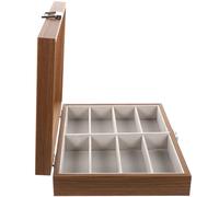 Angoily Custodia Portaocchiali da Sole in Legno 8 Scomparti, Interno in Velluto e Coperchio Protettivo, Organizer Portatile per Uomo e Donna, Utilizzo per Viaggi e Conservazione a Casa
