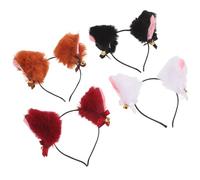 Angoily Fascia per Chioma con Orecchie di Volpe in Pelliccia Sintetica Set 4 Pezzi Multicolore con Campanella Fascia Cosplay per Halloween Feste e Lavaggio Viso Accessorio per Donne e