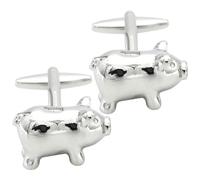 Angoily Gemelli da Uomo a Forma di Maiale in Argento, Set da 1 Paio, Accessori per Camicie Design Divertente, Lucidati e Bordi Arrotondati, per Eventi Formali e Informali come Banchetti