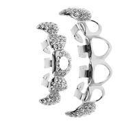 Angoily Griglia Decorativa da Uomo Strass Argento a Forma di Zanne da Vampiro, Gioielli per Denti da Cosplay Leggeri e Traspiranti, Accessori per Feste Halloween e Costume Hip Hop