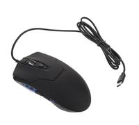 Angoily Mouse Cablato Type-c a 6 Pulsanti con LED Blu Nero | 4 Dpi Regolabili 800 1200 1600 2400, Cavo da 1, 5m, per Tablet e Docking Usb-c