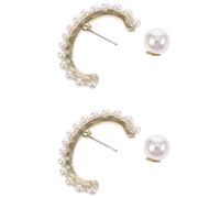 Angoily Orecchini Eleganti e Chic Donna in Lega Perle Vere a Forma di C 1 Paio di Accessori Unici per Feste e Utilizzo Quotidiano
