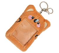 Angoily peluche manica carta d'identità protettore colorato Carino bustine carte card sleeves buste per carte custodia per carte portachiavi porta documenti di peluche Brown