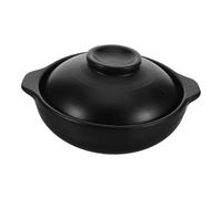 Angoily Pentola in Argilla Donabe, Pentola per Cuocere il Riso da 600ML, Terracotta Nera, Resistente e Leggera per Piatti Coreani e Giapponesi