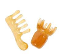 Angoily Pettine Gua Sha in Resina di Cera D'api per Massaggio del Capelluto, Set 2 Pezzi Manico e Pettine a Otto Punte, Strumento Portatile per Stimolare la Circolazione e Alleviare Mal