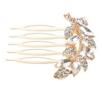 Angoily Pettine Laterale per Chioma da Sposa Strass Decorativo a Foglia Accessorio Elegante per Matrimonio e Festa Compatibile Tutti i Tipi di Chioma Design Artigianale Dorato