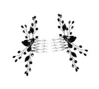 Angoily Pettini Laterali per Chioma da Sposa 2 Pezzi Vintage Decorativi Cristalli Neri Accessori per Chioma Donna Cerimonia Matrimonio Elegante