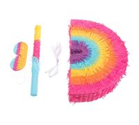 Angoily Pignatta Arcobaleno 3d per Feste con Benda e Mazza, Decorazione Boho Colorata per Compleanni e Giochi Tema Messicano, Set Completo per Eventi e Celebrazioni All'aperto