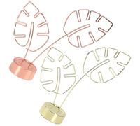 Angoily Porta Memo da Tavolo in Metallo a Forma di Foglia Monstera Set 2 Pezzi Oro e Rosa Clip Portafoto Decorativa per Ufficio Matrimonio e Viaggi Supporto Promemoria Compatto
