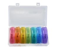 Angoily Porta Pillole da Viaggio 21 Scomparti Mini, Contenitore Portatile in Pp Biodegradabile Design Colorato e Compatto per Anziani