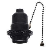 Angoily Portalampada E26 E27 Nero in Baquelite Interruttore a Tirante, Base in Metallo per Lampade da Tavolo, Kit di Ricablaggio e Accessori per Riparazione Lampadine