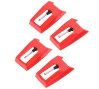 Angoily Puntine per Giradischi 4 Pezzi in Alluminio Rosso, Ago di Ricambio per Grammofono Compatibile, Stilo Suono Preciso per Vinile e Fonografo