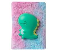 Angoily Quaderno peloso: simpatico quaderno con dinosauro di peluche tie-dye per ragazze - Diario di cancelleria con cartoni animati pelosi, materiale scolastico per studenti, blocco note per scrivere