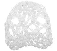 Angoily Retina Elastica per Chioma all Uncinetto Perle Artificiali Bianco per Danza e Spettacoli, Accessorio Rapido e Facile per Ragazze e Donne