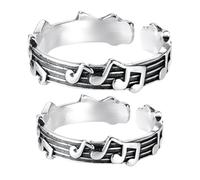 Angoily Ring decor for couples, wedding ring, anelli aperti con nota musicale in rame nero, 2 pezzi, comodi da indossare per donne e uomini