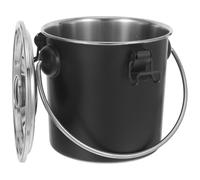 Angoily Secchio Spegni Fuoco per Barbecue in Acciaio Inox, Nero Rotondo | Chiusura Ermetica, Spegne Rapidamente la Brace, Uso per Picnic e Feste, Funzione Multiuso