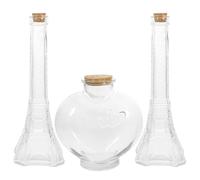 Angoily Set 3 Bottiglie di Vetro Tappo Sughero a Forma di Cuore e Torre, Contenitori Decorativi per Cerimonia Sabbia Nuziale, Bottiglie Portaoggetti Fai da Te per Regali e Decorazioni