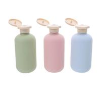 Angoily Set 3 Flaconi da Viaggio 200 Ml con Tappo a Scatto Contenitori Ricaricabili per Shampoo Lozione e Bagnoschiuma Bottiglie Portatili in Plastica Colorate per Articoli da Toeletta
