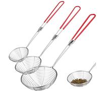 Angoily Set 3 Mestoli Scolapasta in Acciaio con Manico Rivestito in Gomma Colini a Ragno Piccoli Medi e Grandi per Cucina Accessori Cucina Anti-Scottatura e Facili da Appendere