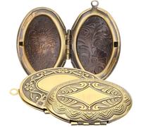 Angoily Set 3 Pezzi Ciondoli Portafoto Ovali in Metallo Colore Bronzo Antico Medaglioni per Collana Foto Ciondoli per Bouquet da Sposa e Gioielli Fai da Te Resistenti e Facili da