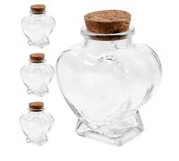 Angoily Set 4 Bottiglie di Vetro con Tappo in Sughero in Legno a Forma di Cuore Mini Dimensioni per Bomboniere, Decorazioni per Feste e Progetti di Artigianato Fai da Te
