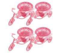Angoily Set 4 Pezzi Cestini Intrecciati in Plastica Rosa Vintage per Decorazioni Festa Giardino e Centrotavola Shower, Leggeri e Portatili per Biciclette e Fiori Artificiali