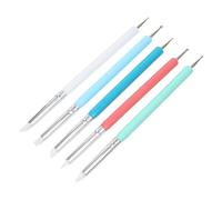 Angoily Set 5 Pezzi Pennelli per Nail Art a Doppia Testa in Silicone per Manicure Dotting Strumento per Nail Liner Pennelli per Pittura Unghie per Salone e Uso Domestico