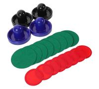 Angoily Set Accessori Air Hockey Tavolo 96mm Spingitori Plastica Blu e Neri, 64mm Dischi Rossi con Cuscinetti Adesivi, Ricambi per Gioco Indoor e Divertimento Famiglia