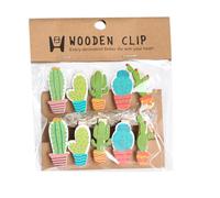 Angoily Set da 10 Clip in Legno a Forma di Cactus, Morsetti Decorativi per Foto e Messaggi, Clip Fai da Te per Collage e Decorazioni da Parete, Accessori per Album Fotografici