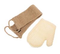 Angoily Set da 2 Guanti Esfolianti per la Doccia in Fibra di Ramio e Canapa Scrubber Esfoliante per la Schiena e Corpo Asciugamano lungo Antiscivolo 60X11 CM per Bagno e Pulizia