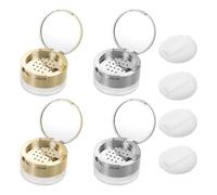 Angoily Set da 4 Contenitori da Viaggio per Cipria da 6 Puff, Scatola Ricaricabile Compatta Portatrucco per Polvere Libera, Mini Custodia Leggera con Chiusura Ermetica per Donne in