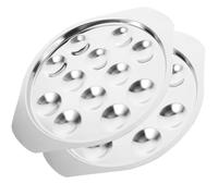 Angoily - Set di 2 piatti da lumaca piatti, 12 fori per la cottura di lumaca, per lumaca, barbecue, colore: Argento