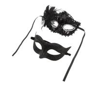 Angoily Set di Maschere Veneziane per Duo, Maschere in Plastica Nere Leggere e Portatili, Design Elegante a Metà Volto Pittura Dettagliata e Decorazioni Glitterate, Perfette per