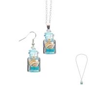 Angoily Set Orecchini e Collana Bottiglia dei Desideri Piccolo Ciondolo Luminoso al Buio Decorazione Vintage in Resina Leggera Regalo Donna Festa e Matrimonio