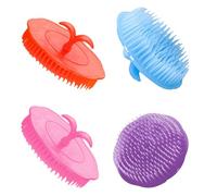 Angoily Spazzola Massaggiante per Capelluto 4 Pezzi, Massaggiatore Chioma per Doccia e Shampoo, Scrub Esfoliante per Forfora e Controllo Sebo, Adatta a Tutti i Tipi di Colore Casuale