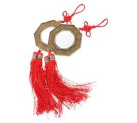 Angoily Specchio Bagua Feng Shui da 2 Pezzi Ornamento Cinese Artigianale in Ottone con Nodo e Nappa Pendente Decorativo da Parete per Protezione Benedizione e Armonia Ambientale