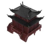 Angoily Statua Pagoda Miniatura in Plastica Marrone per Bonsai e Acquari, Decorazione da Scrivania in Stile Architettura Tradizionale Cinese per Studio e Libreria, Design a Doppio Habitat