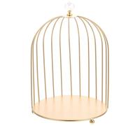 Angoily Supporto per Torta Decorativo a Gabbia per Uccelli in Metallo Dorato Porta Cosmetici Delicato Multifunzione Alzata per Dessert e Accessorio per Organizzare Scrivania Adatto a