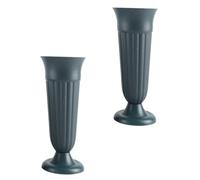 Angoily Vasi Conici in Plastica Verde per Cimitero 2 Pezzi, Leggeri e Ecologici, per Decorazioni Floreali in Tombe e Cerimonie Commemorative