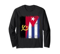Angola Cuba Mezza Bandiera Angolan Cuban Heritage Maglia a Manica