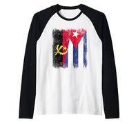 Angola Cuba Mezza Bandiera Angolan Cuban Heritage Maglia con Maniche Raglan