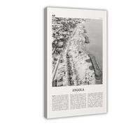 Angola in bianco e nero, arte country, Luanda, mappa della città dell'Africa, paesaggio di viaggio, poster decorativo da parete per casa, bar, ristorante, garage, caffetteria, idea regalo, 50 x 75 cm