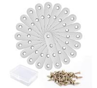 Angolare Giunzione Riparazione Fissaggio - 20 Pezzi Staffe Piatte di Fissaggio in Acciaio Inox con Viti Scatola 77x16x1.8mm/ Piastre di Giunzione in Metallo per Mobili in Legno Armadi