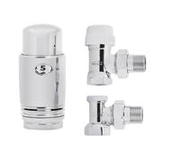 Angolato Cromo Regolabile Termostatica Termosifone Valvole 1/2" BSP 15mm
