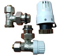 Angolato Set Valvole Termostatiche Standard Ottone Radiatore 1/2 Inch x PEX 16mm