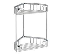 Angoliera doccia 2 ripiani 20x15xH27 cm cromata in acciaio per bagno