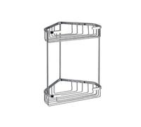 Angoliera Doccia 2 Ripiani Ottone Acciaio Mensola Angolare per Bagno da Parete