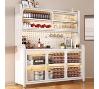 Angolo Caffe Cucina a 6 Ripiani con Porta Scorrevole & Ripiani Regolabili, Grandi Ripiani in Metallo for Riporre i Fornai con Console Operatore Aperta for Piatti, Pentole e Padelle