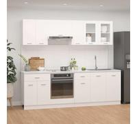 Angolo cottura 8 pezzi Lione bianco legno con design elegante per un'organizzazione ottimale e un ampio spazio di archiviazione