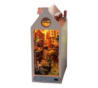 Angolo fermalibri - Kit artigianale in legno realistico per una piccola casa, puzzle creativo con mini scena, diorama decorativo per mensole con illuminazione | Adatto a lunga durata per librerie, scr